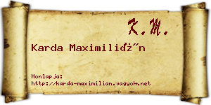 Karda Maximilián névjegykártya